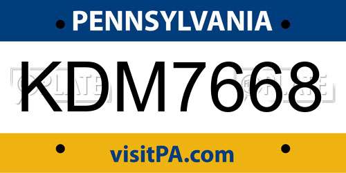 KDM7668 Pennsylvania License Plate
