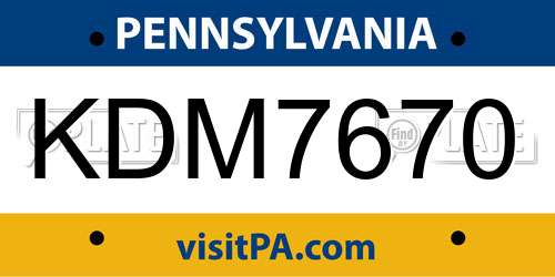 KDM7670 Pennsylvania License Plate