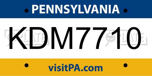 KDM7710 Pennsylvania License Plate