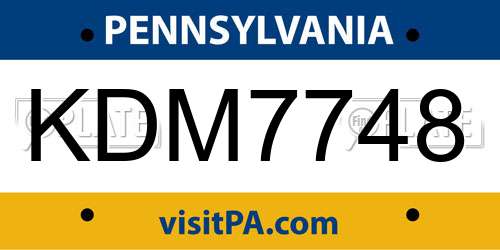 KDM7748 Pennsylvania License Plate