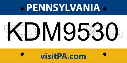 KDM9530 Pennsylvania License Plate