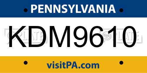 KDM9610 Pennsylvania License Plate