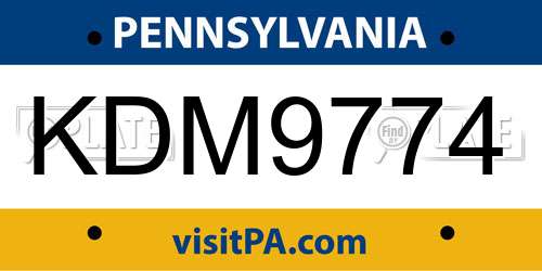 KDM9774 Pennsylvania License Plate