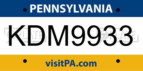 KDM9933 Pennsylvania License Plate