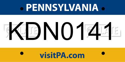 KDN0141 Pennsylvania License Plate