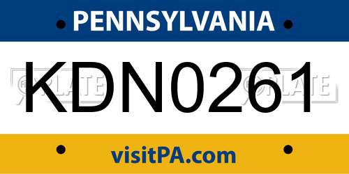KDN0261 Pennsylvania License Plate
