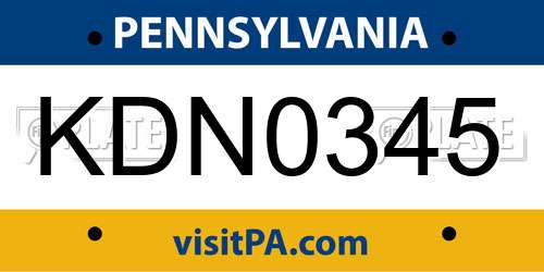 KDN0345 Pennsylvania License Plate