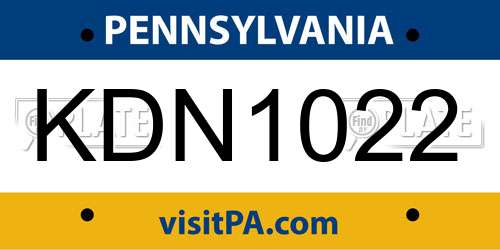 KDN1022 Pennsylvania License Plate