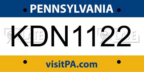 KDN1122 Pennsylvania License Plate