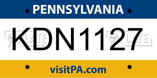 KDN1127 Pennsylvania License Plate