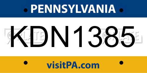 KDN1385 Pennsylvania License Plate