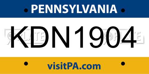 KDN1904 Pennsylvania License Plate