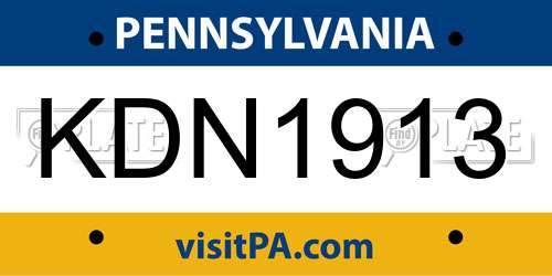 KDN1913 Pennsylvania License Plate