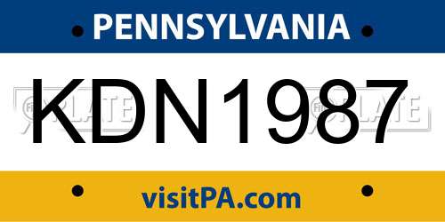 KDN1987 Pennsylvania License Plate