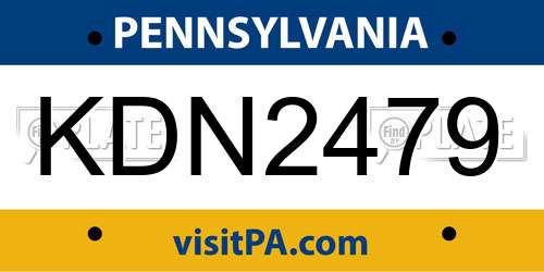 KDN2479 Pennsylvania License Plate