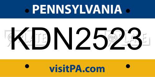 KDN2523 Pennsylvania License Plate
