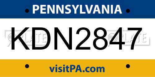 KDN2847 Pennsylvania License Plate