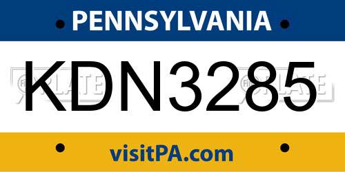 KDN3285 Pennsylvania License Plate