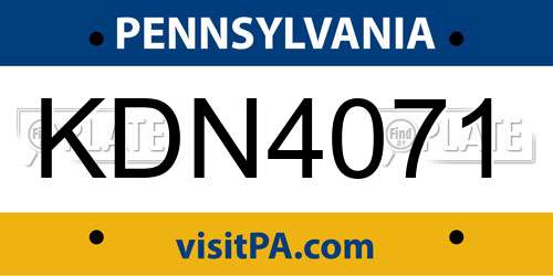 KDN4071 Pennsylvania License Plate