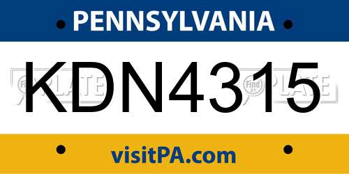 KDN4315 Pennsylvania License Plate