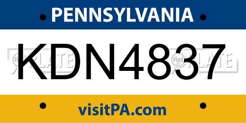 KDN4837 Pennsylvania License Plate