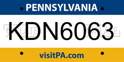 KDN6063 Pennsylvania License Plate