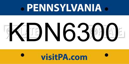 KDN6300 Pennsylvania License Plate