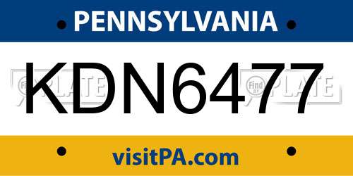 KDN6477 Pennsylvania License Plate