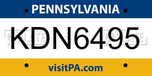 KDN6495 Pennsylvania License Plate