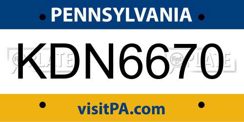 KDN6670 Pennsylvania License Plate