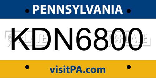 KDN6800 Pennsylvania License Plate