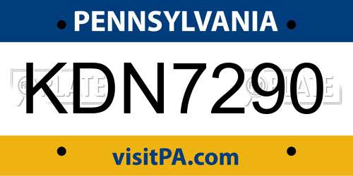 KDN7290 Pennsylvania License Plate