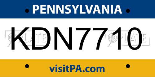 KDN7710 Pennsylvania License Plate