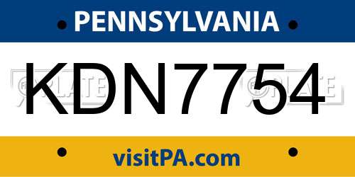 KDN7754 Pennsylvania License Plate