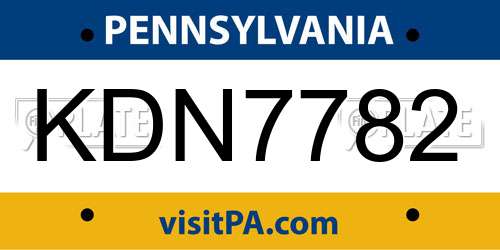 KDN7782 Pennsylvania License Plate