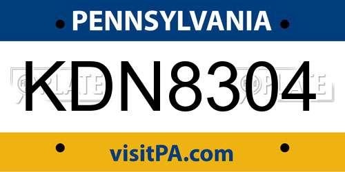 KDN8304 Pennsylvania License Plate