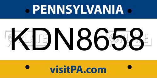 KDN8658 Pennsylvania License Plate