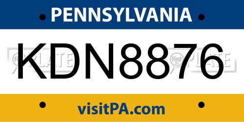 KDN8876 Pennsylvania License Plate