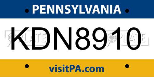 KDN8910 Pennsylvania License Plate