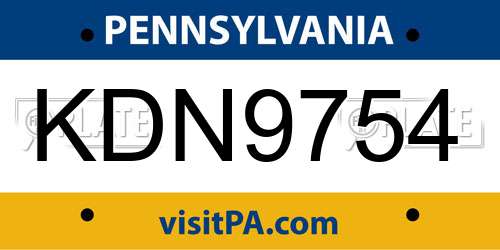 KDN9754 Pennsylvania License Plate