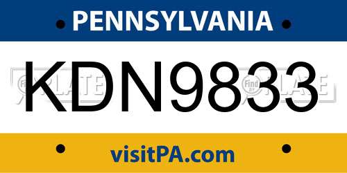 KDN9833 Pennsylvania License Plate