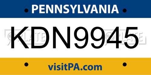 KDN9945 Pennsylvania License Plate