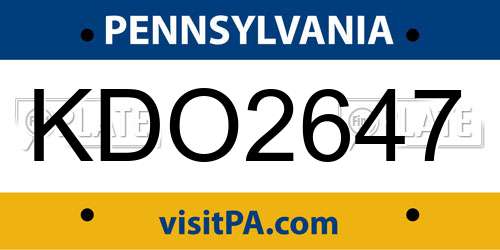 KDO2647 Pennsylvania License Plate