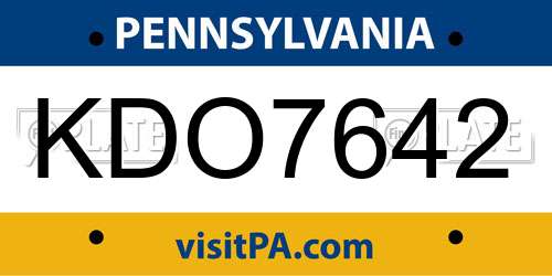 KDO7642 Pennsylvania License Plate