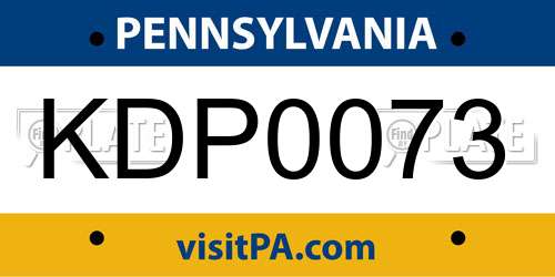 KDP0073 Pennsylvania License Plate