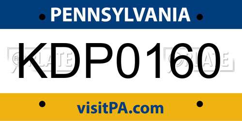 KDP0160 Pennsylvania License Plate