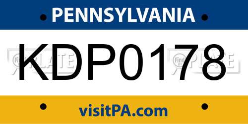 KDP0178 Pennsylvania License Plate