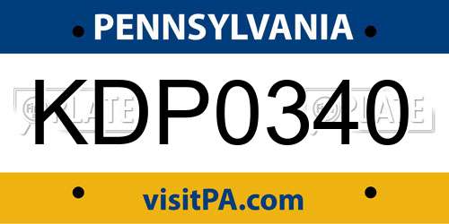 KDP0340 Pennsylvania License Plate