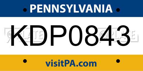 KDP0843 Pennsylvania License Plate