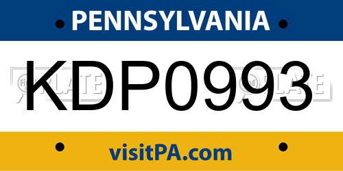 KDP0993 Pennsylvania License Plate